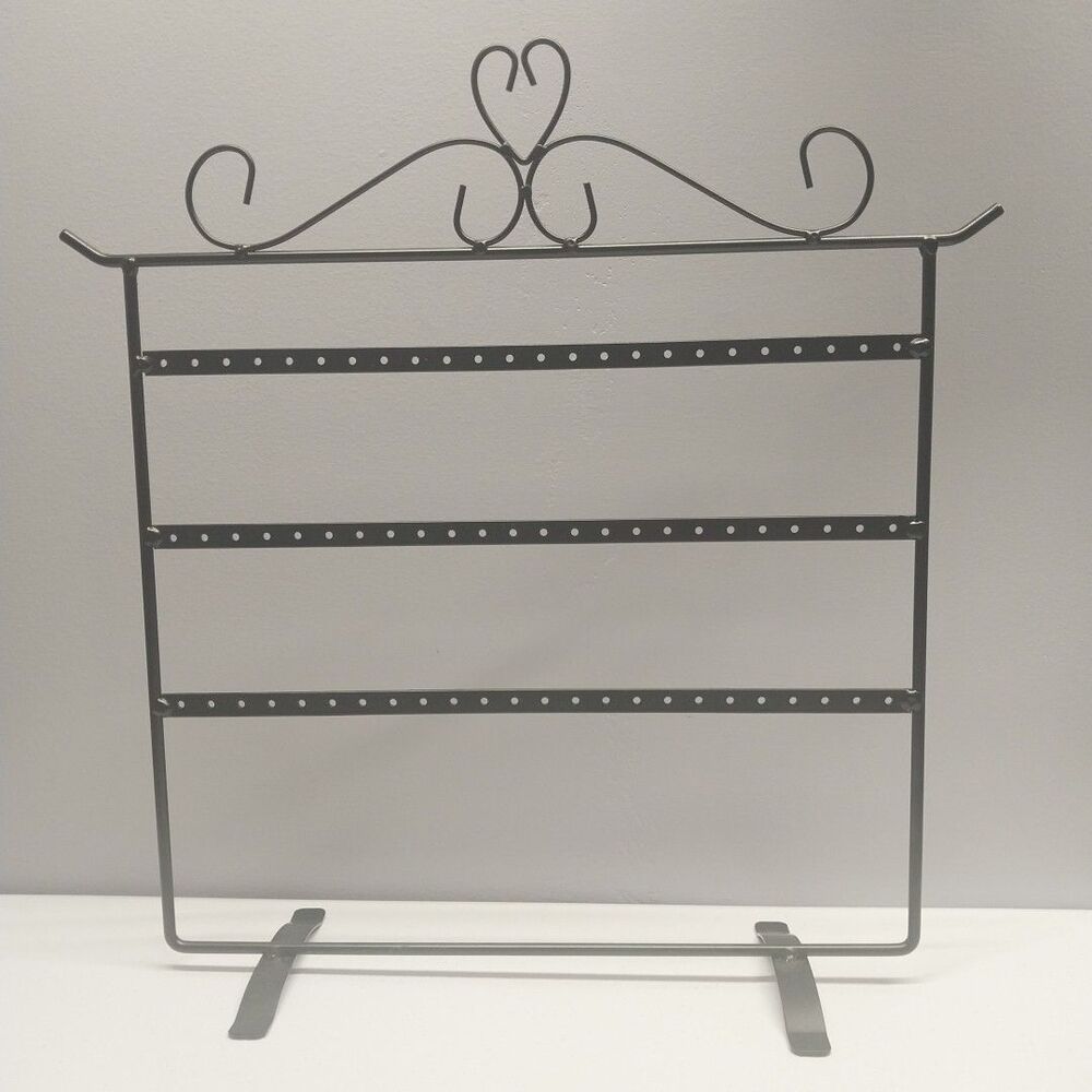 Black Metal Earring Holder Stand 3 Tier Display Rack Farmhouse Decor
